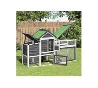 vidaXL Poulailler gris en bois massif de pin 186,5x58,5x113 cm 172229