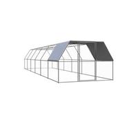vidaXL Poulailler d'extérieur 3x12x2 m Acier galvanisé Argent