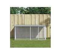 Kippenhok met dak 203x98x90 cm gegalvaniseerd staal lichtgrijs3189054
