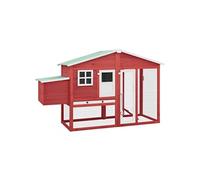 vidaXL Kippenhok met nestkast massief vurenhout rood en wit170867 Rouge G