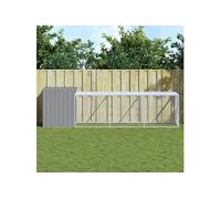 Kippenhok met ren 110x405x110 cm staal lichtgrijs3189094