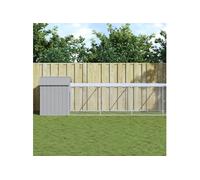 vidaXL Kippenhok met ren 117x1017x123 cm staal lichtgrijs3189077 Gris G