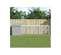 vidaXL Poulailler avec cour gris clair 117x405x123 cm acier galvanisé