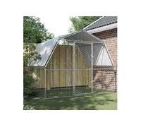 vidaXL Cage à Poules avec Toit et Porte, Enclos à Poules, Cage pour Animaux, Poulailler de Jardin Terrasse Patio, Argenté Acier Galvanisé