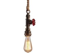 KIPPOT Industriel Rétro Ferme Tuyau d'eau En Métal Vieilli Rustique Lampe Suspendue Vintage Corde De Chanvre E27 Steampunk Plafond Pendentif Luminaire Restaurant Cuisine Salle De Bain Éclairage De Pla