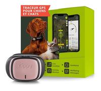 Kippy Collier GPS Chat, Chien Evo - Chat Satellite Étanche - Traceur GPS Chien, de Santé et d'Activité - Localisateur avec Alertes Instantanées et LED - Rose