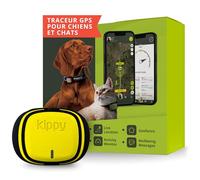 KIPPY Collier GPS Chat, Chien Evo - GPS Chien, Chat Satellite Étanche - Traceur GPS Chien, Chat de Santé et d'Activité - Localisateur avec Alertes Instantanées et LED - Jaune