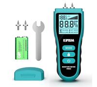 KIPRIM WM02 Mètre d'humidité pour bois, hygromètre numérique à broches avec 2 sondes, pour bois, cloison sèche, maçonnerie, plage de 3 % à 40 %, LCD, autonomie 100 heures