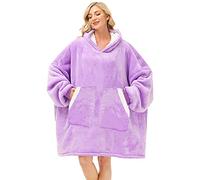 Kipswiza Couverture surdimensionnée à capuche avec poches profondes, manches longues, capuche, couverture à capuche, sweat-shirt, taille unique, douce et confortable à porter pour adultes, hommes ou femmes, adolescents et enfants (violet)