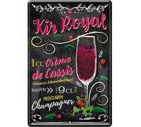 Kir Royal 1431 Recette de cocktail Crème de cassis Champagne 20 x 30 cm
