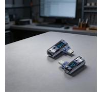 KiraKira Adaptateur OTG de type C 140 W avec affichage numérique en temps réel, convertisseur USB-C vers USB-C pour appareils haute puissance, noir