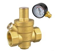 KiraKira DN20 Régulateur de pression d'eau en laiton de 1,9 cm avec jauge précise, soupape de décharge réglable, et résistant à la rouille (M)