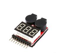 KiraKira Indicateur de tension Li-ion réglable 1S-8S, testeur d'alarme basse tension avec polarité inversée pour la protection, seuil par défaut de 3,3 V, buzzer LED RC DIY (sans coque EHS)