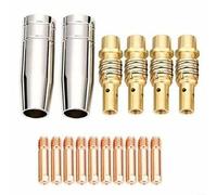 KiraKira Kit de 16 consommables de soudage MB15 15AK MIG, 0,6/0,8/0,9/1,0/1,2 mm, embouts de contact, buses et supports pour Rilon, Jasic, Mitech, Chiry, pour soudage UNT pour chalumeau (0,8 mm)
