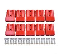 KiraKira Lot de 10 connecteurs style 50 A 6 AWG-12 AWG pour DC rouge noir (rouge)