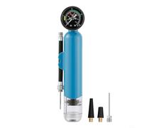 KiraKira Mini pompe à air portable avec manomètre - Gonfleur à main résistant à l'usure jusqu'à 1,4 bar - Pour basket-ball, football, volley-ball, vert (bleu)