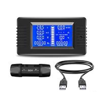 KiraKira PZEM-015 Compteur de puissance numérique DC 8-120 V, testeur de batterie 50 A/100 A avec moniteur d'impédance et d'énergie, câble de données USB EV et test du système solaire (50 A-2 m)