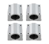 KiraKira SCS16UU - Lot de 4 blocs coulissants à roulement à billes à mouvement linéaire, boîtier en alliage d'aluminium de 16 mm, LM16UU, pour pièces d'automatisation d'imprimante 3D, argenté