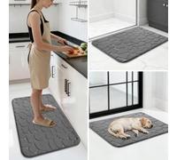 KiraKira Tapis de bain absorbant en mousse à mémoire de forme, antidérapant, séchage rapide, motif pierre, pour salle de bain doux et confortable, 0,5 x 0,6 m, rouge