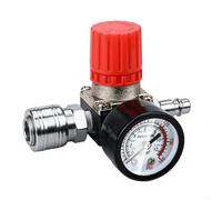 KiraKira Valve de contrôle de pression pour compresseur d'air 6,35 mm, régulateur de 0 à 175 PSI avec manomètre, raccord en métal pour jardin et atelier (trois trous)