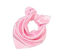 Kiran Fashion Écharpe en satin de soie - Petit foulard uni - Bandeau carré brillant - 50 cm x 50 cm, rose clair, taille unique