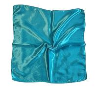 Kiran Fashion Écharpe en satin de soie - Petit foulard uni - Carré brillant - 50 cm x 50 cm, bleu sarcelle, taille unique