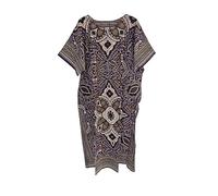 Kiran Fashion Robe longue caftan 100% coton pour femme été Dashiki imprimé africain taille unique style ample et décontracté pour la plage, violet, Taille unique