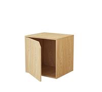 KIRANDIE Free Combination Lattice Cabinet Bookshelf, Floor Simple Bookcase with Door Small Cabinet Storage Locker (Color : Wood Grain+Door, Size : 34.5x24x34.5)