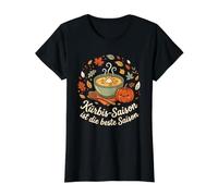 Kirbis-Saison ist Die Beste Saison Soupe à la Citrouille Saison d'automne T-Shirt Graphique avec Valeur, Femme, Noir, XS