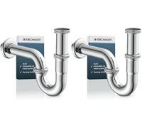 KIRCHHOFF 98801110 Siphon Tubulaire Siphon, évacuation, Garniture de vidage pour lavabo et Plan de lavabo, Siphon, Tuyau d'évacuation, 1 pièce (Lot de 2)