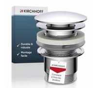 Kirchhoff Bonde de Lavabo Automatique, Bouchon Pop-Up, Chrome | Bouchon de lavabo pop-up avec trop-plein, bouchon de vidange pour salle de bain, lavabo et lavabo