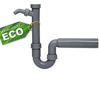 Kirchhoff Eco-Save 98831449 Siphon d'évier de Cuisine en Plastique recyclé avec raccord pour Machine à Laver ou Lave-Vaisselle, Gris