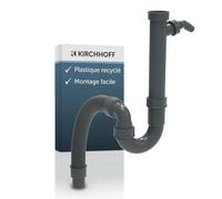 Kirchhoff Eco-Save 98836549 Flexible Siphon d'évier de Cuisine en Plastique recy vec raccord pour Machine à Laver ou Lave-Vaisselle, Gris
