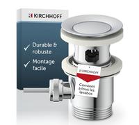 Kirchhoff Ensemble Excentrique pour Salle de Bains, soupape d'écoulement sans Tirette pour lavabo, Bouchon 1 1/4" chromé, tringlerie Excentrique pour lavabo avec trop-Plein, 986444013