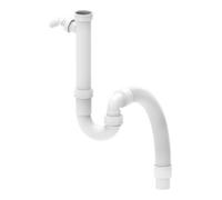 KIRCHHOFF 98836548 Siphon flexible 1 1/2" x 40/50 mm blanc, raccord de machine 1/2", longueur flexible extensible, tuyau de vidange flexible, drain pour cuisine et salle de bain avec raccord machine 3