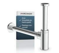 Kirchhoff Siphon Bonde de Lavabo Anti-Odeurs, Plastique, Chromée | Siphon lavabo salle de bain, bonde lavabo, ouverture nettoyage, raccords enfichables, rosace incluse, certifié TÜV/DVGW