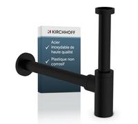 Kirchhoff Siphon Bonde de Lavabo Anti-Odeurs, Plastique, Noir | Siphon lavabo salle de bain, bonde lavabo, ouverture nettoyage, raccords enfichables, rosace incluse, certifié TÜV/DVGW