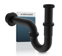 KIRCHHOFF Siphon noir, siphon en acier inoxydable de qualité supérieure noir, bonde de lavabo noir, siphon avec rosace en caoutchouc et instructions de montage (français non garanti), noir