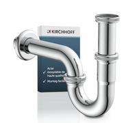 Kirchhoff Siphon Tubulaire pour Lavabo de Salle de Bain - 1 Pièce | Tuyau d'évacuation inclus, garniture de vidange, compatible siphon évier cuisine et plan de lavabo, installation simple