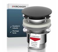 Kirchhoff Universal Garniture de vidage pour lavabo, Pop Up bouchon de lavabo, soupape de vidage avec trop-plein, bouchon de vidage pour lavabo de salle de bains & lavabo, 98807410, blanc/chrome