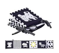 Kirdume Livre Noir et Blanc pour bébé, Livre en Tissu Doux, Livre d'activités Doux à Contraste élevé, Papier sonore intégré, Livre intéressant Lavable pour garçon