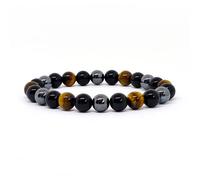 KIREI PARIS BIJOUX Bracelet homme femme pierres naturelles 8mm avec oeil de tigre pour vous apporter protection force et bonheur Cadeau d'anniversaire (Hematite) (Hematite)