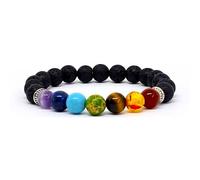 Kirei Paris Bijoux Bracelet pierre naturelle 8mm, bracelet chakra, oeil de tigre, bracelet homme, cadeau homme, bijoux femme, porte bonheur idee cadeau noel (pierre volcanique)