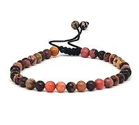 Kirei Paris Bijoux Bracelet Pierres Naturelles 4mm ajustable,Marque française, Fabrication Artisanale, Idée cadeau, Bracelet porte Bonheur Protection -Lithotherapie. (Rhodonite)