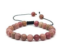 Kirei Paris Bijoux Bracelet Pierres Naturelles 6mm ajustable,Marque française, Fabrication Artisanale, Idée cadeau, Bracelet porte bonheur Protection -lithotherapie (Rhodochrosite)