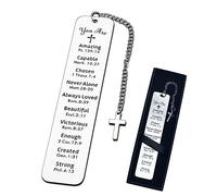 Kireida® Christian Marque-page avec boîte de marque-page noire, marque-page inspirant, vers biblique, cross, pour diplômé, première communion et cadeaux de baptême