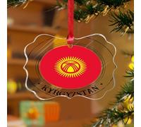 Kirghizistan Décoration d'arbre de Noël Drapeau d'État Voyage Sports Rustique Souvenir Disques en acrylique transparent Drapeau des pays du monde Pendentif Festival international pour décoration