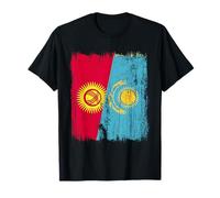 Kirghizistan Kazakhstan Demi-drapeau Kirghize Kazakh Jersey T-Shirt