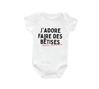Kiribou Body Bébé J’adore Faire des Bêtises avec Maman - Cadeau Naissance Humour