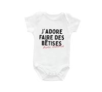 Kiribou Body Bébé J’adore Faire des Bêtises avec Mamie - Cadeau Original pour Grand-Mère